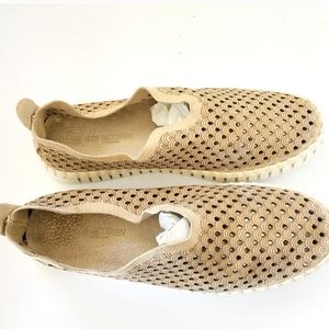 ILSE JACOBSEN Tulip Perforated Suede Slip on Shoes Taupe size 37 or US 6.5